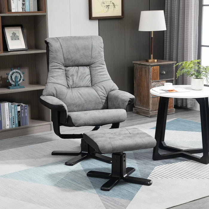 Détendez le fauteuil avec tabouret à 360 ° Couverture respirante rotative gris, 78x82.5x109cm