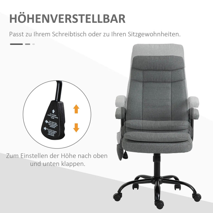 Bürostuhl Massagefunktion höhenverstellbar ergonomisch Grau, 63x70x112-121cm