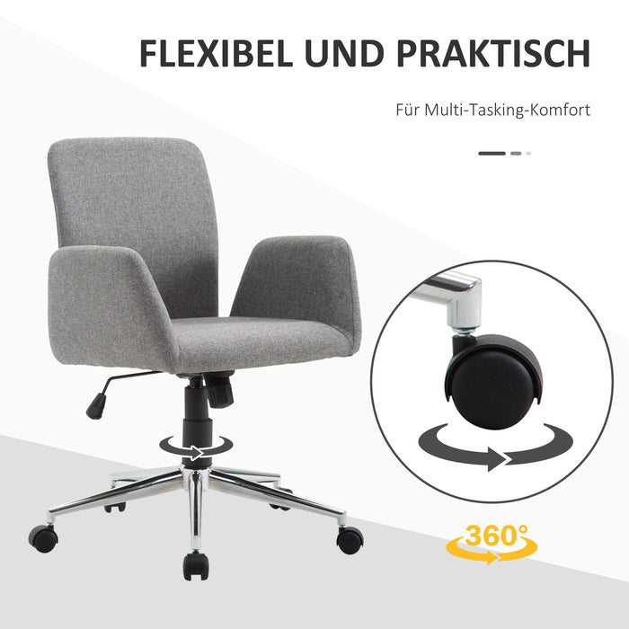 Bürostuhl im Nordischen Stil höhenverstellbar mit Liegefunktion Grau, 61x58x88-97,5cm