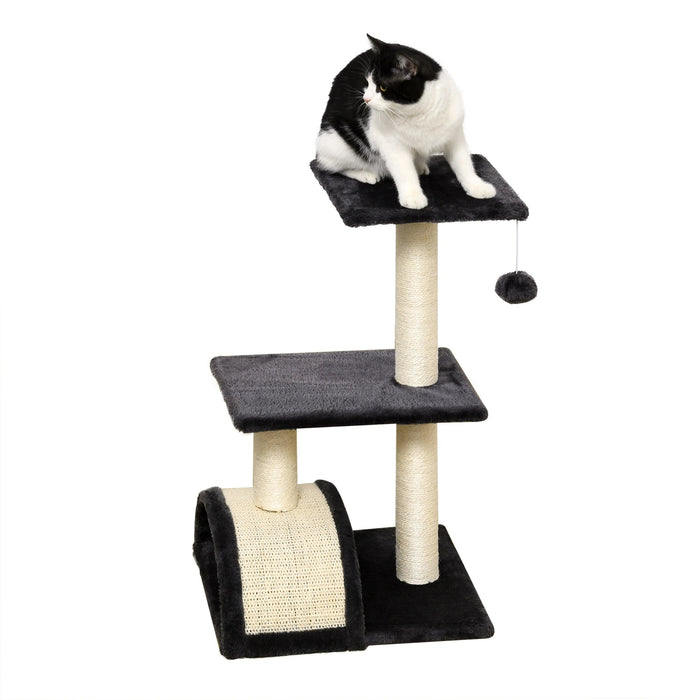 Cat Scratching Post, sisal en peluche gris foncé, 40x35x72cm