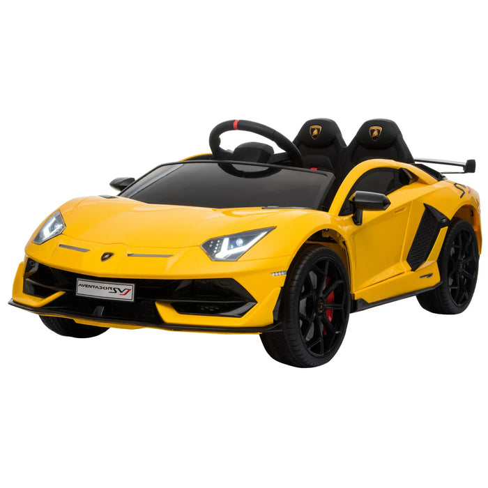 Voiture électrique pour enfants 12v Lamborghini SVJ sous licence pendant 3-8 ans avec télécommande 2x550 moteurs MP3 / USB Musique légère métal jaune 123x66.55.5 cm