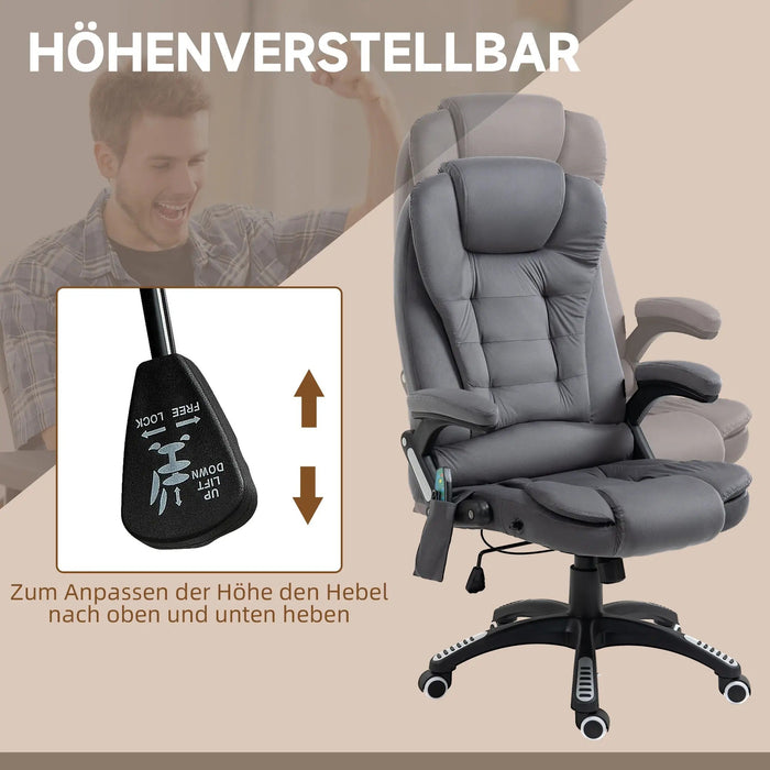 Bürostuhl mit Massage- & Wärmefunktion höhenverstellbar Dunkelgrau, 67x74x116cm