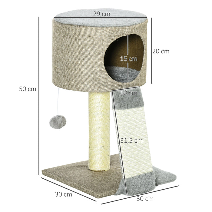 Stratching Post pour les chats avec une balle de chat gris 30x30x50cm