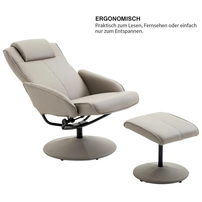 Détendez le fauteuil en fauteuil télévisé Armchair Armchair 360 ° rotatif avec repose-pieds gris 78 × 71 × 101 cm