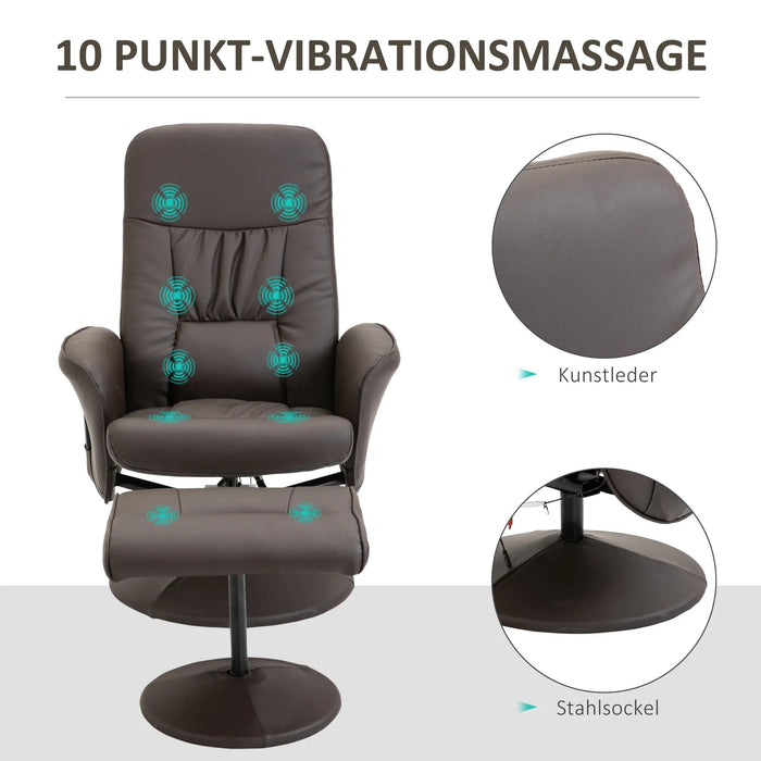 Détendez le fauteuil avec chaise de massage des selles avec 10 points de vibration brun 76x81x105cm