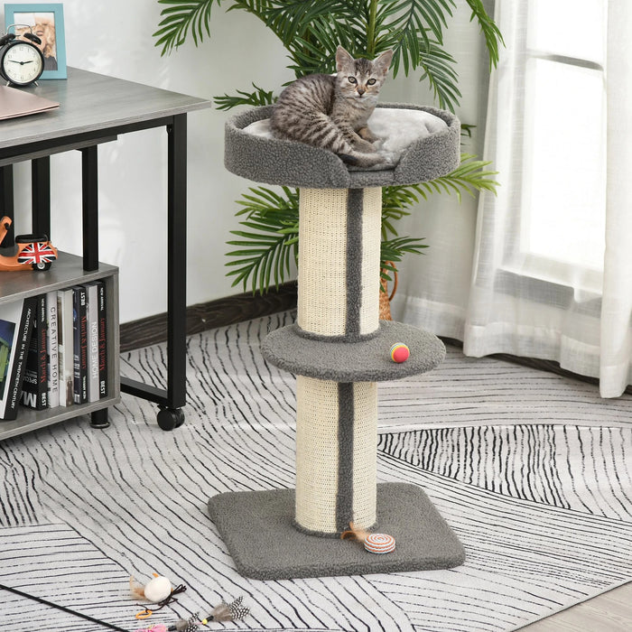 Katzenkratzfratzbaum Spielpiel Scratch avec plate-forme sisal en peluche gris 45x45x91cm