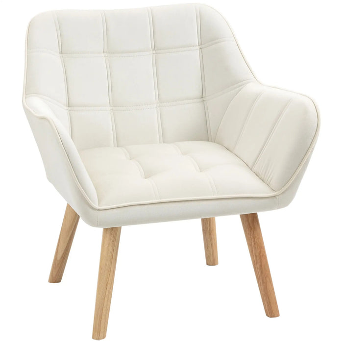 Fauteuil d'ameublement, fauteuil accent, conception de scandi, jusqu'à 120 kg, pattes en bois en caoutchouc, crème