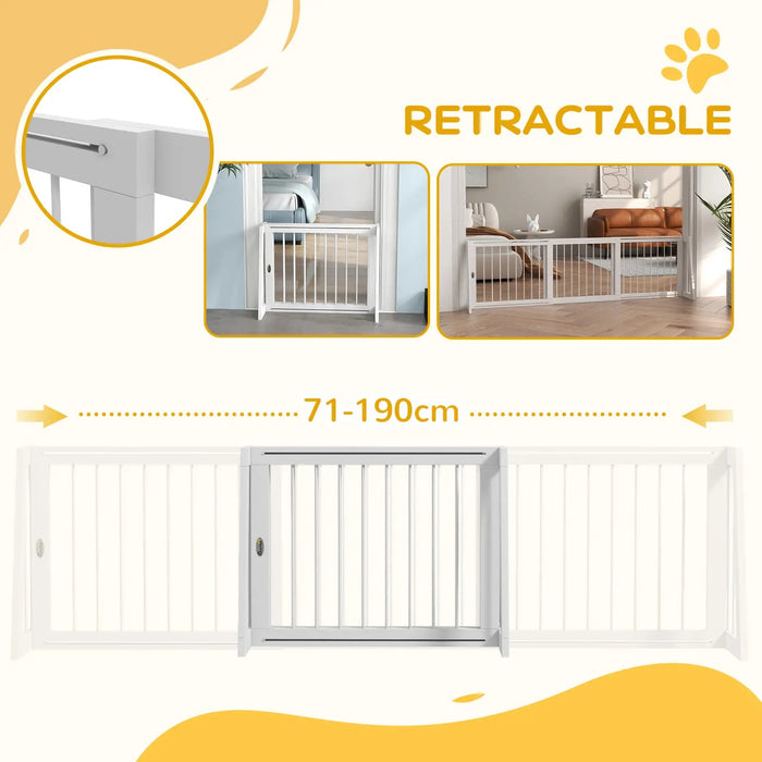 Dog shut-off grille free-standing white, 71-190x38.5x56cm