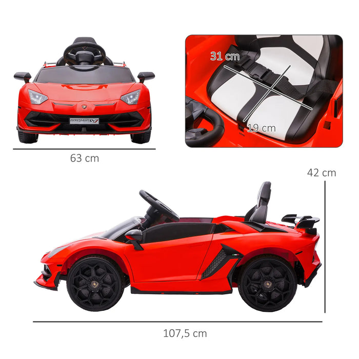 Electro children's car, licensed Lamborghini Aventador, wing doors, music, horn, for 3-5 years, red