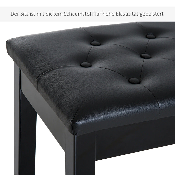 Klavierhocker Klavierbank Hocker Stauraum Gummiholz Kunstleder Schwarz, 76x36x50cm