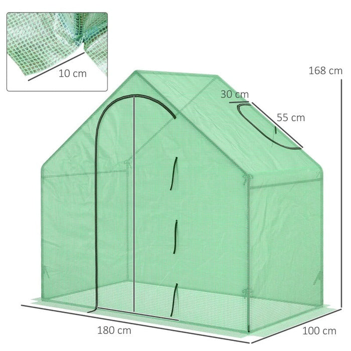 Foliengewächshaus Tomatengewächshaus Treibhaus Frühbeet mit Fenster und Tür Grün Stahl PVC-Kunststoff 180x100x168cm