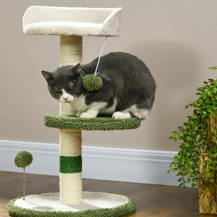 Cat Scratching Post, 1 lit de chat, 1 espace couché, vert + blanc, 40x40x64cm